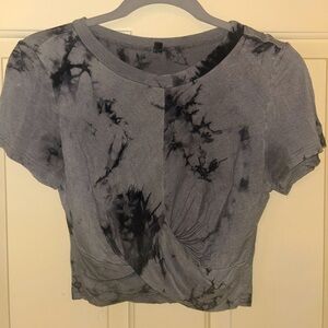 SHEIN Gray Tie Front Crop T-Shirt
